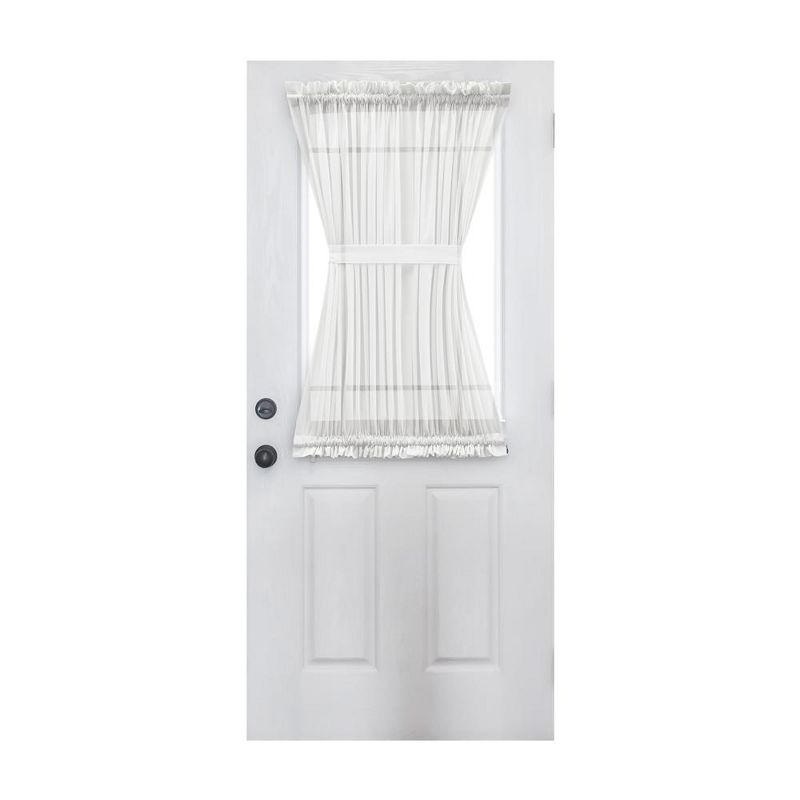 Ellis Curtain Shadow Stripe 1.5" Rod Pocket Semi Sheer Door Curtain Panel White, 1 of 5