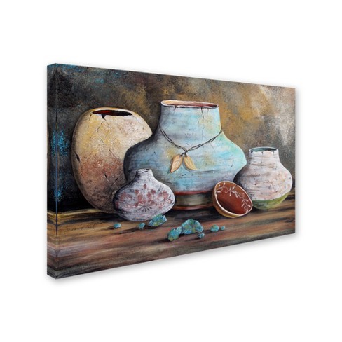 Trademark Fine Art Lienzo de 'Clay Pottery Still Life 1' por
