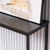 FCH 105cm Long Single Layer Melamine Board Iron Frame 105*30*71cm Black Oak Board Black Frame Porch Storage Console Table - 3 of 4
