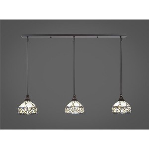 Toltec Lighting Any 3 - Light Chandelier in  Dark Granite with 7" Royal Merlot Art Glass Shade - 1 of 1