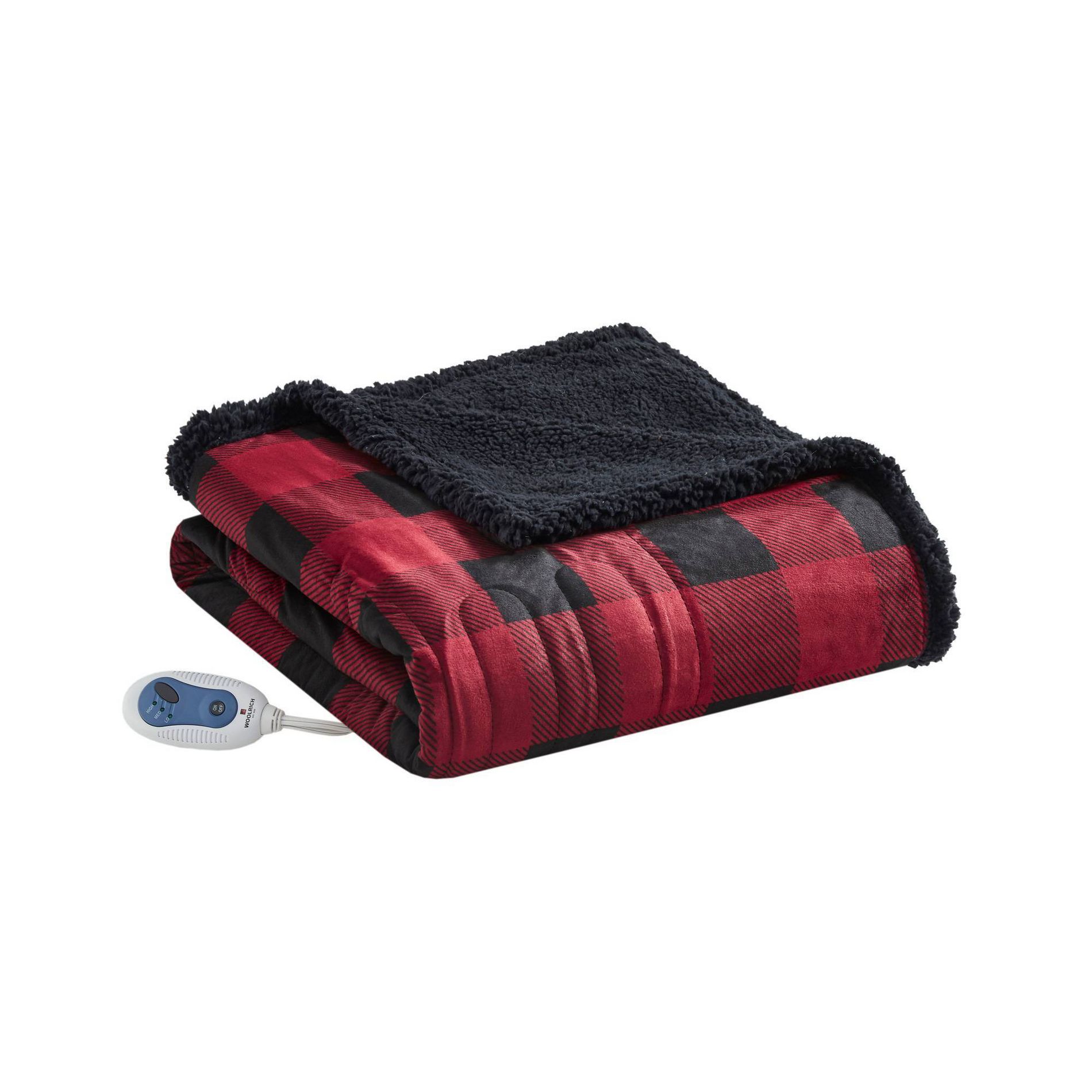 Linden Oversized Mink to Berber Electric Heated Throw Blanket Red
