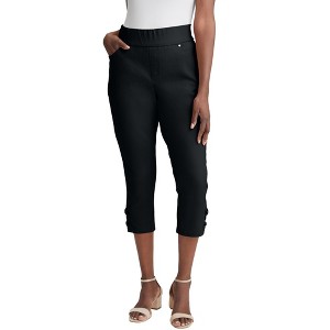Jessica London Women's Plus Size Comfort Waist Stretch Denim Lace-Up Capri - 1 of 4