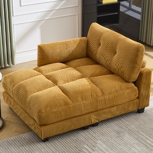 Oversized Corduroy Sleeper Sofa Chaise Lounge with USB Charging, Cup Holder, and Side Pocket - 1 of 4