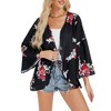 Women’s Boho Floral Chiffon Duster Swimsuit Cover Ups Tops Lightweight Beach Lightweight Summer Cardigans - 3 of 4