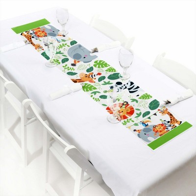 Big Dot of Happiness Jungle Party Animals - Petite Safari Zoo Animal Birthday Party or Baby Shower Paper Table Runner - 12 x 60 inches