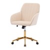 XIYUYEU Adjustable Ergonomic Swivel Home Office Chair with Golden Metal Base and Wheels for Work Study Vanity - 2 of 4