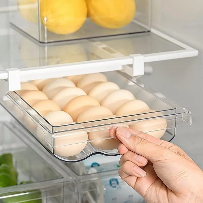 LunaLulinlk Large Capacity Egg Holder Tray, Refrigerator Organizer Bins, Clear Plastic Container Drawer for Egg