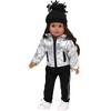 Sophia’s Silver Metallic Jacket, Black Side Stripe Joggers, Sneakers, & Hat for 18” Dolls, Silver/Black - 3 of 4