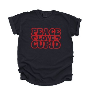 Simply Sage Market Women's Peace Love Cupid Balloon Letters Short Sleeve Garment Dyed Tee - 1 of 4
