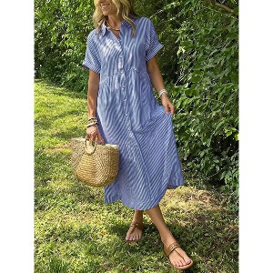 blue striped dress target NEW Victoria Beckham blue stripe small shirt target tunic dress 2017 rare