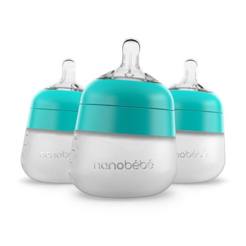 Nanobebe Flexy Silicone Baby Bottle Anti colic Nipple Soft Body Stable Base Teal 5oz 3pk Target