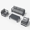 LayinSun 4 Pieces Aluminum Outdoor Patio Furniture Set, Metal Modern Conversation Sofa Set with Coffee Table and Washable Thick Cushions - 2 of 4
