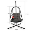 NAYSAYE Patio Swing Wicker Egg Chair with Stand Cushion and Cup Holder for Backyard and Garden Use, Beige and Brown, 38"*78"*40" - 3 of 4