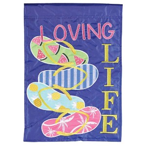 Dicksons Magnolia Garden Loving Life Flip Flops Blue 18 x 13 Polyester Outdoor Garden Flag - 1 of 2