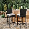 Wicker Woven Outdoor Bar Stools Set of 2, Rattan Patio Stools & Patio Bar Chairs Armless, Outdoor Bar Height Chair w/Soft Seat Cushion - 3 of 4
