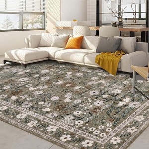 homfan Area Rug Retro Boho Mottled Flowers Rug Durable Non-Shedding Low Pile Washable Carpet for Living Room Bedroom - 1 of 4