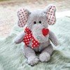Bearington Hugh Loves You Stuffed Animal Elephant with Hearts and a Red Heart Printed Bow, 13 inches - 3 of 4