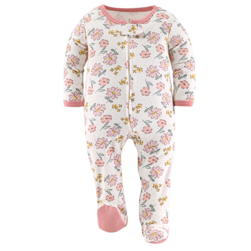 The Peanutshell Boho Floral Butterfly Footed Baby Sleepers for Girls, 3-Pack, Newborn to 9 Months, 6 of 8