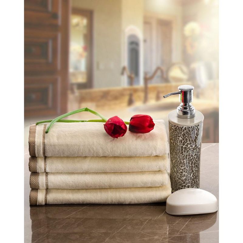 Creative Scents Ivory Fingertip Monogrammed Towels Brown Embroidered, 2 of 7