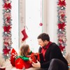 6 Ft Pre-Lit Christmas Garland, Xmas Garland with Ball Ornaments Ribbons Bows for Mantle Table Centerpiece Indoor Outdoor Home Decor - 4 of 4