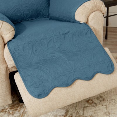 Smoke Blue Quilted Microfiber Recliner Furniture Protector