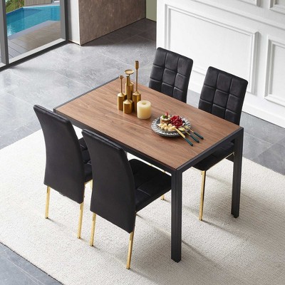 Okak Modern Nordic Velvet Dining Chairs Set of 4, Kitchen Side Chairs with Gold Metal Legs & High Back Cushion for Dining Room