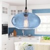 Dewdrop Modern Glass Pendant Light Blue Seeded Globe Shade Hanging Light Fixture for Kitchen Island Dining - 2 of 4