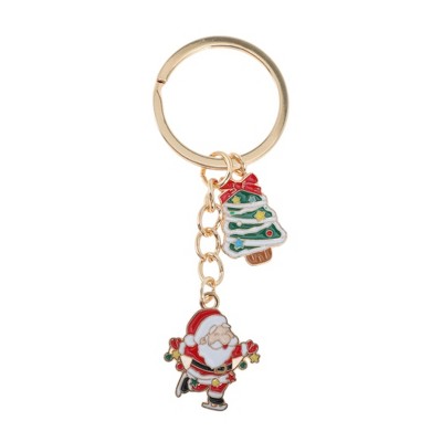 Unique Bargains Christmas Keychain Double Ring Zinc Alloy Colorful 3.15" 1 Pc