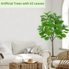 Artificial Fiddle Leaf Fig Tree 5.8ft Tall with 65 Decorative Leaves, Fake Fig Silk Tree in Pot, Artificial Tree in Plastic Pot for Living Room-Green - 3 of 4