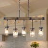 LNC Maison 5-Lights 25.5" Farmhouse Linear Kitchen Island Pendant  Lights, Black and Antique Brown with Clear Glass Mason Jar - 2 of 4