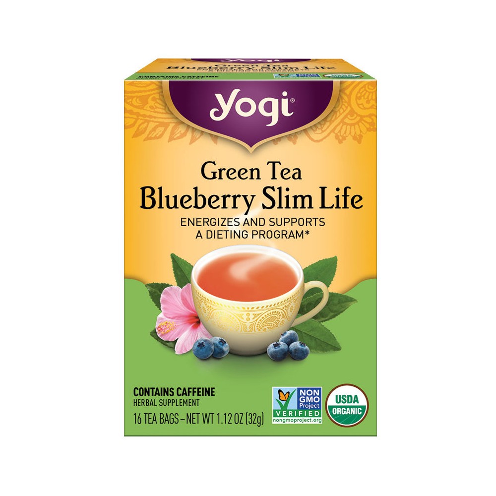 Yogi Blueberry Slim Life Herbal Green Tea Bags - 16ct