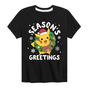 Boys' - Pokémon - Pikachu Seasons Greetings Short Sleeve Graphic T-Shirt - 1 of 4