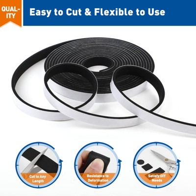 AMMER Weather Stripping Door Seal, 2" W x 1/8" T Adhesive Foam Tape, Soundproof Insulation for Doors & Windows, 16FT Roll Black