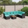 vidaXL 9 Piece Patio Sofa Set with Cushions - Black Poly Rattan without Storage - 2 of 4
