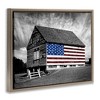Stupell Industries Black & White Barn with American Flag Floating Frame Canvas Art - 2 of 4