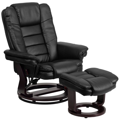 Leather Recliner And Ottoman Black, Black Leather Rocking Chair With Ottoman