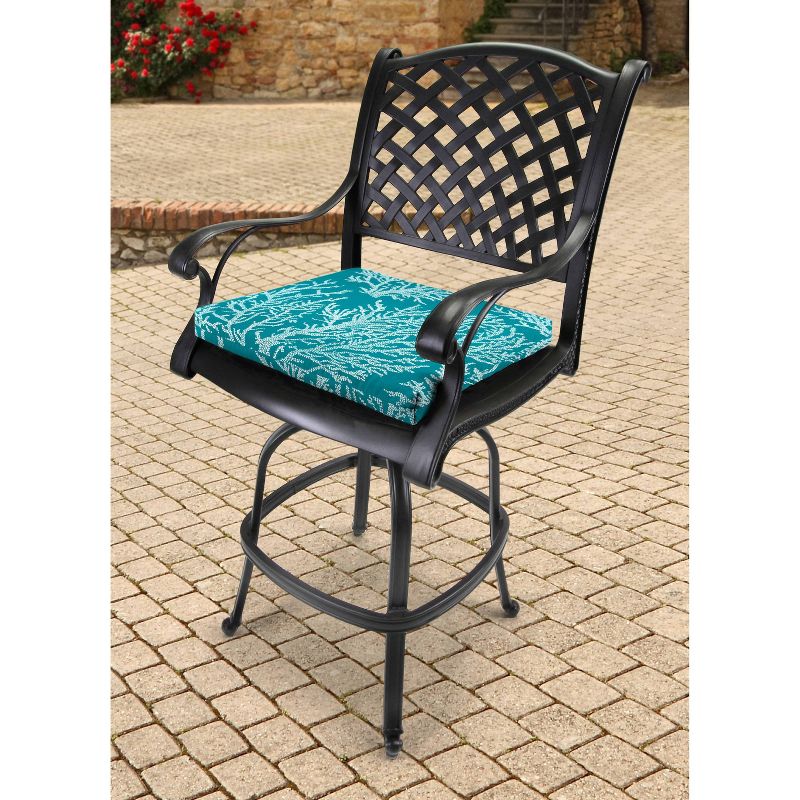 Outdoor Set Of 2 French Edge Seat Cushions In Seacoral Turquoise  - Jordan Manufacturing, 4 of 10