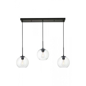 Elegant Lighting Baxter 3 Lights Black Pendant With Clear Glass - 1 of 4