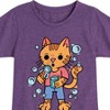 Girls' - Instant Message - Cat Blowing Bubbles Fitted Short Sleeve Graphic T-Shirt - 2 of 4