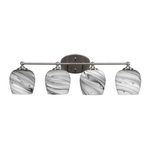 Toltec Lighting Capri 4 - Light Vanity in  Brushed Nickel with 6" Onyx Swirl Shade - 1 of 2