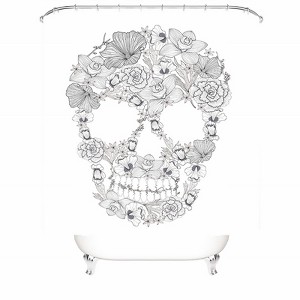 Flowers And Skulls Shower Curtains for Bathroom Waterproof Fabric Bath Curtain Durable Soft Stylish Bathroom Decor 72x72 Inch - 1 of 1