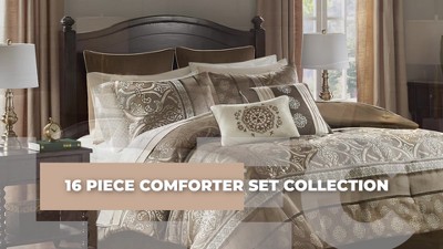 King Brown Jacquard Microfiber Reversible Bedding Set