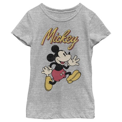 Girl's Disney Mickey Mouse Retro Running T-shirt - Athletic Heather ...