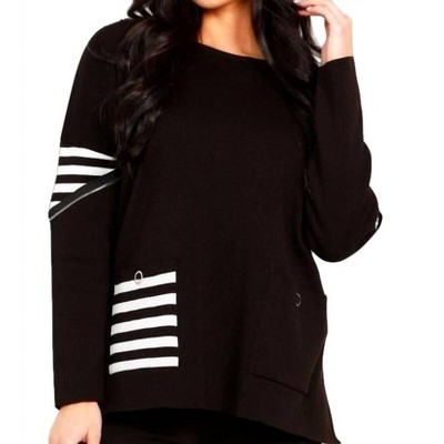 Women's Striped Pocket Pullover - Angel Apparel