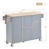 NicBex 52.76Inch Rolling Kitchen Island with 2 Door Cabinet,3 Drawers and Drop Leaf - 3 of 4