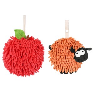 REGALWOVEN 2 Pcs Cute Comfortable Soft Absorbent Chenille Ball Fuzzy Hand Towel - 1 of 4