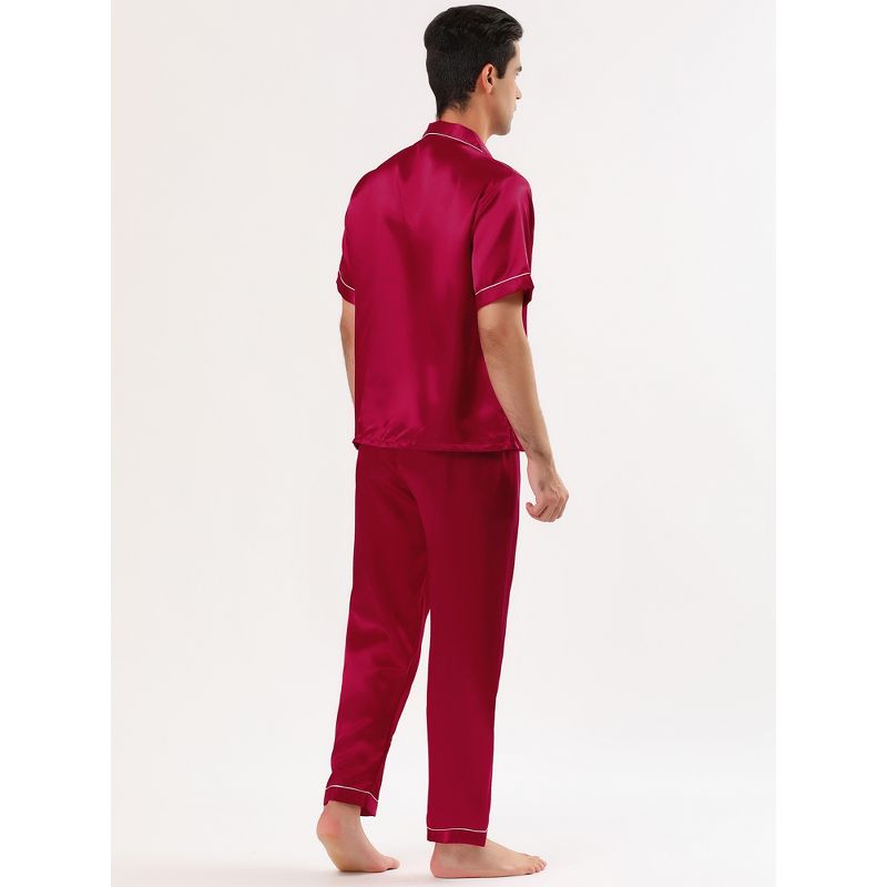 Lars Amadeus Men's Classic Satin Pajama Sets Short Sleeves Night Sleepwear, 5 of 7