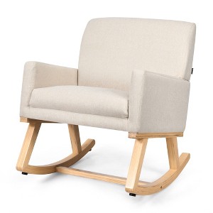 Tangkula Mid Century Fabric Lounge Chair Upholstered Accent Armchair Rocking Chair Beige - 1 of 4