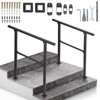 Handrails for Outdoor Steps, Black Wrought Iron Stair Handrail with Installation Kit, Metal Porch Railing - 2 of 4