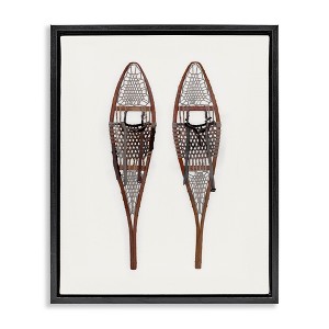 Stupell Industries Minimal Winter Snow Shoes Black Framed Floater Canvas Wall Art - 1 of 4